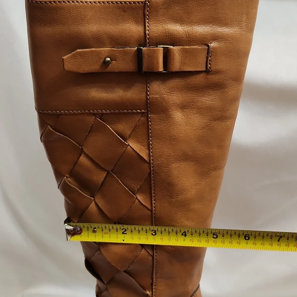 Fabianelli Woven Brown Leather Tall Lined Boots (W Size 37)